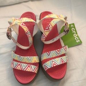 Crocs Wedge Sandals Size 9
